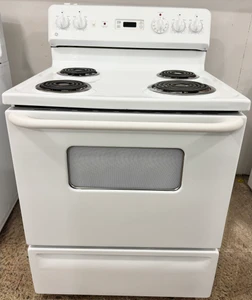 GE 30" Wide White Coil Top Stove, Free 60 Day Warranty