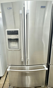 Maytag 33" Wide Stainless Steel French Door Fridge with Water and Ice Maker, Free 60 Day Warranty