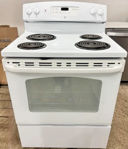 GE 30" Wide White Coil Top Stove, Free 60 Day Warranty