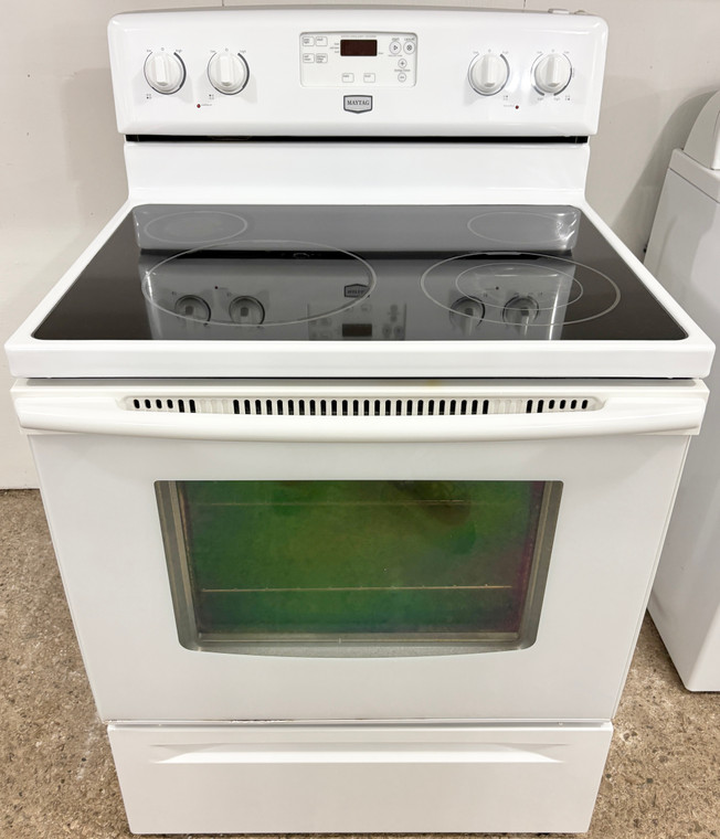 Maytag 30" Wide White Glass Top Stove, Free 60 Day Warranty