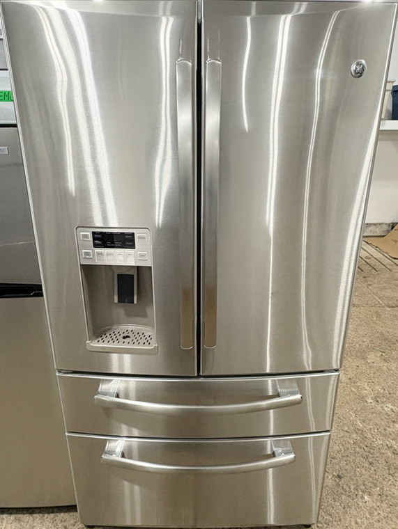 GE 36" Wide Stainless Steel 4-Door Fridge With Water and Ice, Free 60 Day Warranty