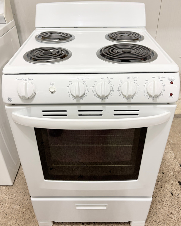GE 24" Wide White Coil Top Apartment Size Stove, Free 60 Day Warranty*