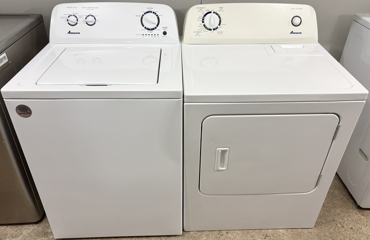 Amana 27" Wide White Top Load Matching Washer and Dryer Set, Free 60 Day Warranty