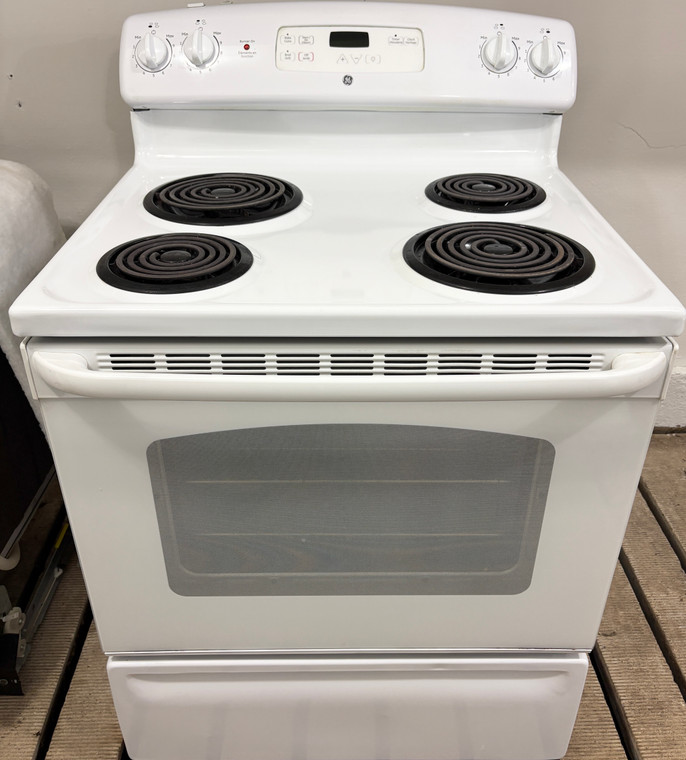 GE 30" Wide White Coil Top Stove, Free 60 Day Warranty