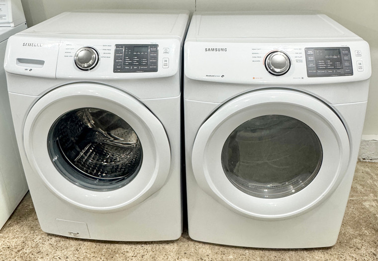Samsung 27" Wide White Front Load Matching Washer and Dryer Set, Free 60 Day Warranty
