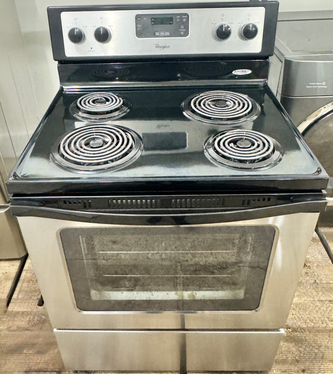 Whirlpool 30" Wide Coil Top Stainless Steel Stove, Free 60 Day Warranty