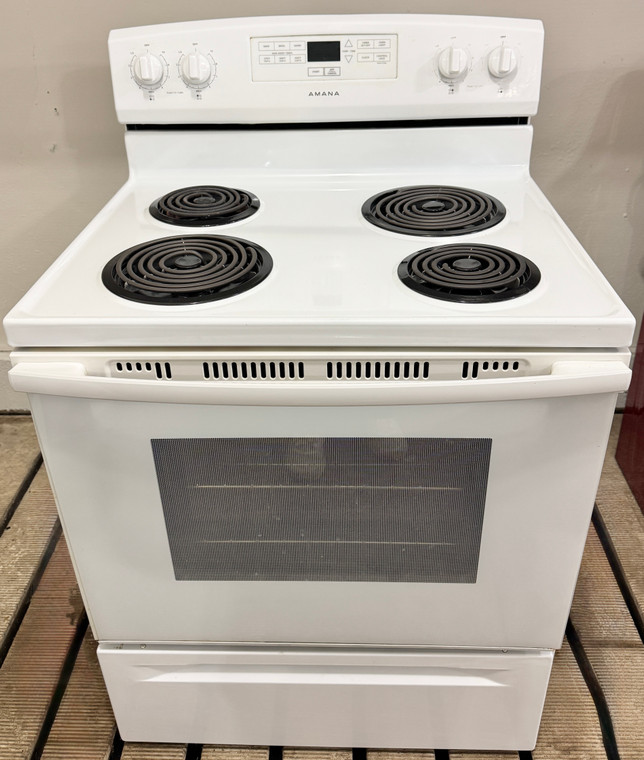 Amana 30" Wide White Coil Top Stove, Free 60 Day Warranty