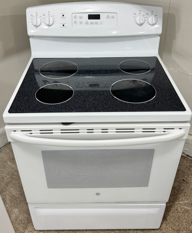 GE 30" Wide White Glass Top Stove, Free 60 Day Warranty
