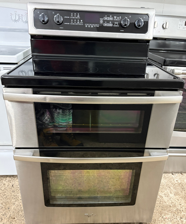 Whirlpool 30" Wide Stainless Steel Double Oven Glass Top Stove, Free 60 Day Warranty