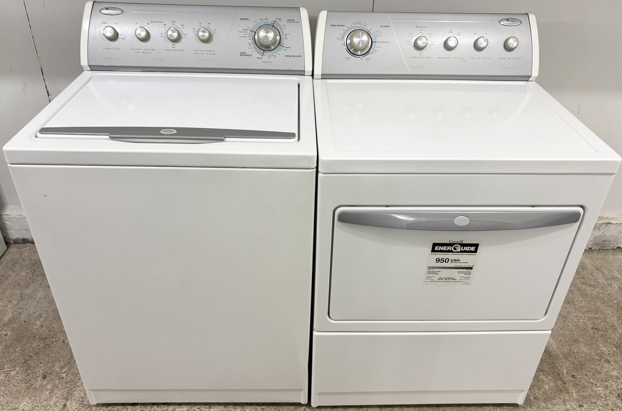 Whirlpool 27" Wide White Top Load Matching Washer and Dryer Set, Free 60 Day Warranty 2