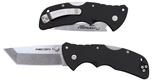Cold Steel CS27BAT Recon 1 Mini 3" Folding Tanto Plain Stonewashed AUS-10A SS Blade/ Black Textured GRN Handle
