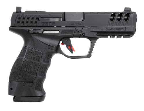 SAR USA SAR9G3BL SAR9 Gen3 Full Size Frame 9mm Luger 17+1 4.40" Black Steel Barrel, Black Cerakote Serrated Steel Slide, Black Cerakote Polymer Frame w/Picatinny Rail, Black Polymer Grip