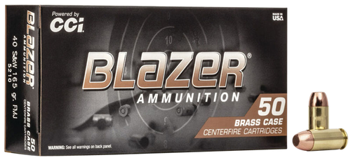 CCI 5210 Blazer Brass Handgun 40S&W 165gr Full Metal Jacket 50 Per Box/20 Case