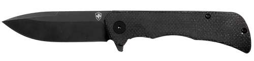 Templar Knife PFMBK321 Paladin  3.27" Folding Drop Point Plain Black Powder Coated D2 Steel Blade, 4.40" Black Micarta Handle
