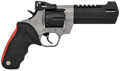 Taurus 2440055RH Raging Hunter  44 Rem Mag 6rd 5.12" Matte Black Oxide Cylinder & Barrel Matte Stainless Steel Frame Black Rubber with Integrated Red Cushion Insert  Grip