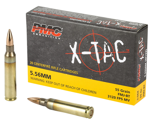 PMC 556X X-Tac  5.56x45mmNATO 55gr Full Metal Jacket Boat Tail 20 Per Box/50 Case