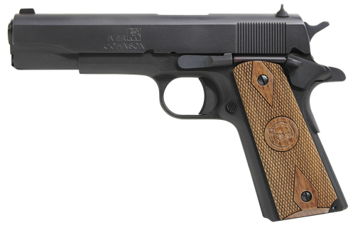 Iver Johnson Arms 1911A19 1911 A1  9mm Luger 9+1 5" Black Steel Barrel, Matte Black Serrated Steel Slide, Matte Black Steel Frame w/Beavertail, Checkered Double Diamond Walnut Grip
