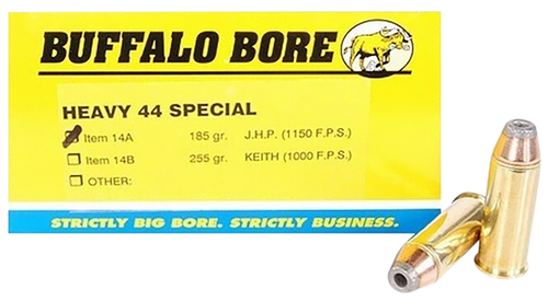Buffalo Bore Ammunition 14A20 Heavy Strictly Business 44S&W Spl 180gr Jacket Hollow Point 20 Per Box/12 Case
