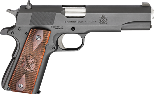 Springfield Armory PB9108LCA 1911 Mil-Spec *CA Compliant 45 ACP 5" 7+1 Black Parkerized Frame Black Parkerized Carbon Steel with Rear Serrations Slide Crossed Cannon Cocobolo Grip