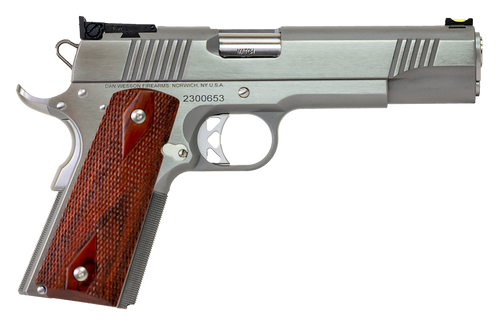 Dan Wesson 01943 Pointman  45 ACP Caliber with 5" Barrel, 8+1 Capacity, Overall Stainless Steel Finish, Beavertail Frame, Serrated Brushed Slide & Cocobolo Grip
