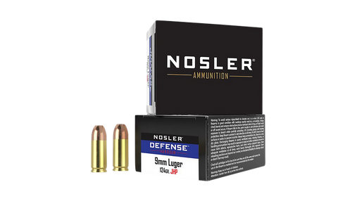 Nosler 38432 Defense Handgun 9mmLuger+P 124gr Bonded Performance Jacketed Hollow Point 20 Per Box/10 Case