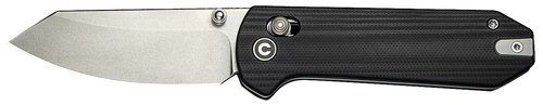 Civivi Knives C23073-1 Yonder  2.88" Folding Spey Point Plain Stonewashed 14C28N Steel Blade, Black Textured G10 Handle