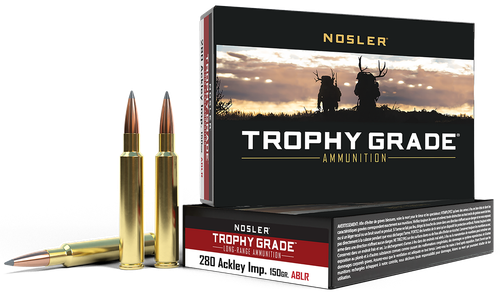 Nosler 60116 Trophy Grade Long-Range 280Ackley Improved 150gr Nosler Spitzer AccuBond Long Range 20 Per Box/10 Case