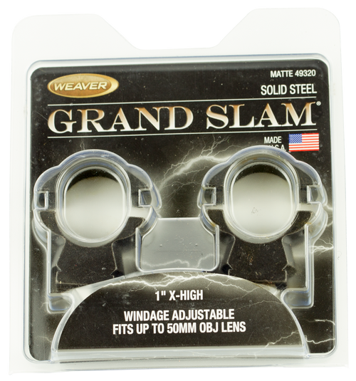 Weaver Mounts 49320 Grand Slam Windage Adjustable  Matte Black 1" Extra High