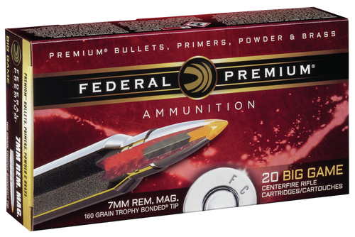 Federal PR7TT1 Premium  7mmRemMag 160gr Trophy Bonded Tip 20 Per Box/10 Case