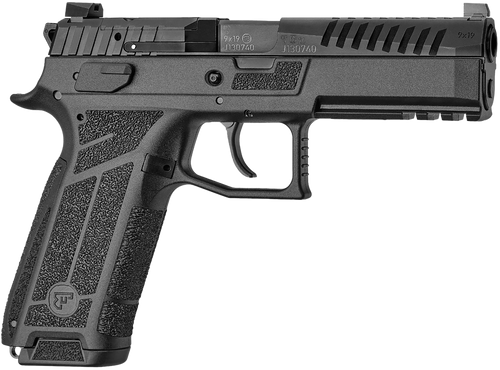 CZ-USA 91670 P-09 F Nocturne Full Size Frame 9mm Luger 19+1 4.53" Black Steel Barrel, Black Optic Cut/Serrated Steel Slide, Black Polymer Frame w/Picatinny Rail, Textured Grip