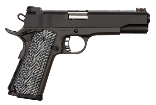 Rock Island 51486 Rock Ultra FS 45 ACP Caliber with 5" Barrel, 8+1 Capacity, Overall Black Parkerized Finish Steel, Beavertail Frame, Serrated Slide & Black/Gray G10 Grip