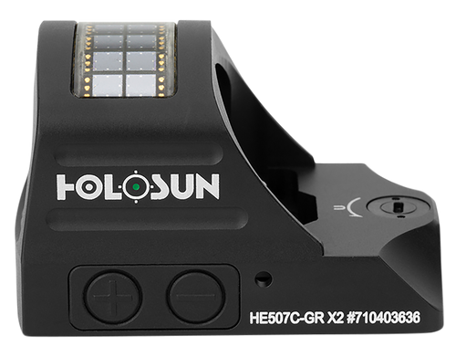 Holosun HE507CGRX2 507  Black Anodized 1 x 0.63" x 0.91" 2 MOA Green Dot/32 MOA Circle Multi Reticle