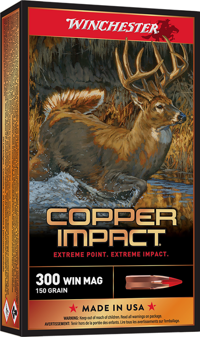 Winchester Ammo X300CLF Copper Impact  300WinMag 150gr Copper Extreme Point Lead Free 20 Per Box/10 Case
