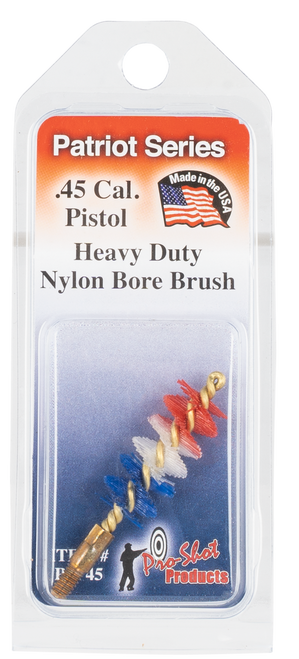 Pro-Shot PSP45 Patriot Series Bore Brush .45 Cal Pistol #8-32 Thread Nylon Bristles Brass Core