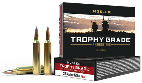 Nosler 60110 Trophy Grade Long-Range 26Nosler 129gr Nosler Spitzer AccuBond Long Range 20 Per Box/10 Case