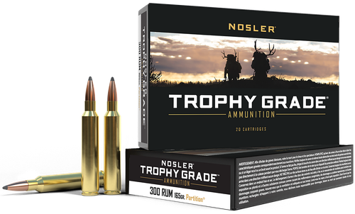 Nosler 60064 Trophy Grade  300RUM 165gr Nosler Spitzer Partition 20 Per Box/10 Case