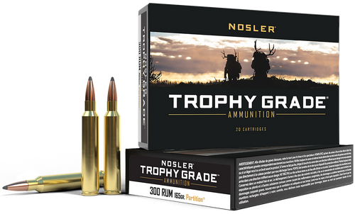 Nosler 60064 Trophy Grade  300RUM 165gr Nosler Spitzer Partition 20 Per Box/10 Case