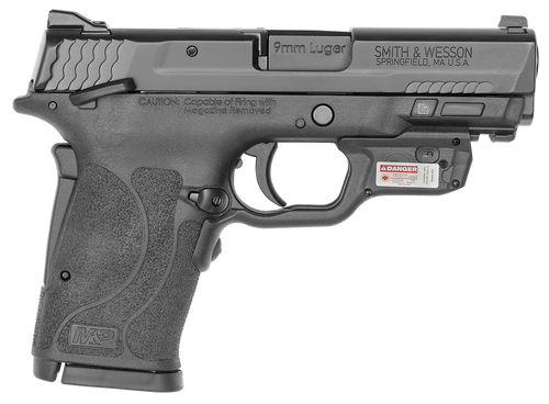 Smith & Wesson 12438 M&P Shield EZ M2.0 9mm Luger 8+1 3.67" Barrel,  Black Polymer Frame With Picatinny Acc. Rail, Armornite Stainless Steel Slide, Manual Safety Includes Crimson Trace Red Laserguard