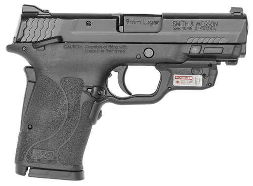 Smith & Wesson 12438 M&P Shield EZ M2.0 9mm Luger 8+1 3.67" Barrel,  Black Polymer Frame With Picatinny Acc. Rail, Armornite Stainless Steel Slide, Manual Safety Includes Crimson Trace Red Laserguard