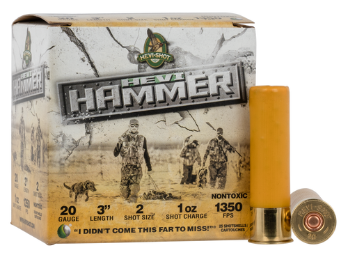 HEVI-Shot HS29002 HEVI-Hammer  20Gauge 3" 1oz 2Shot 25 Per Box/10 Case