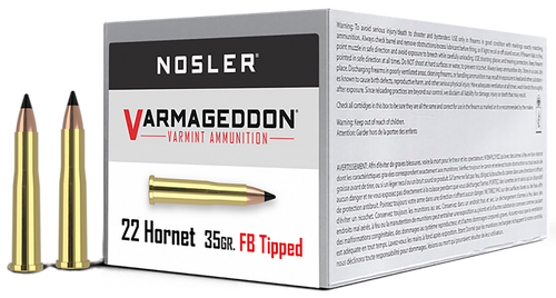 Nosler 41132 Varmageddon  22Hornet 35gr Flat Base Tipped 50 Per Box/5 Case