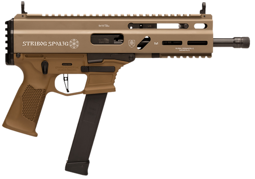 Grand Power 810091156155 SP9A3G Stribog 9mm Luger 30+1 8" Black Threaded Barrel, M-LOK Handguard, Flat Dark Earth Cerakote Aluminum/Polymer Receiver w/Picatinny Rail, FDE Polymer Grip, Ambidextrous