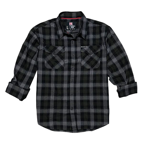 Hornady Gear 32213 Flannel Shirt  Large Olive/Black/Gray,  Cotton/Polyester, Relaxed Fit Button Up
