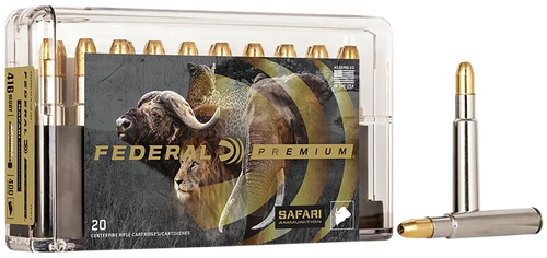 Federal P416T2 Premium Safari Cape-Shok 416Rigby 400gr Trophy Bonded Sledgehammer Solid 20 Per Box/10 Case