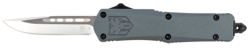 CobraTec Knives SGYFS3DNS FS-3  Small 2.75" OTF Plain D2 Steel Blade/Gray Aluminum Handle Features Glass Breaker Includes Pocket Clip