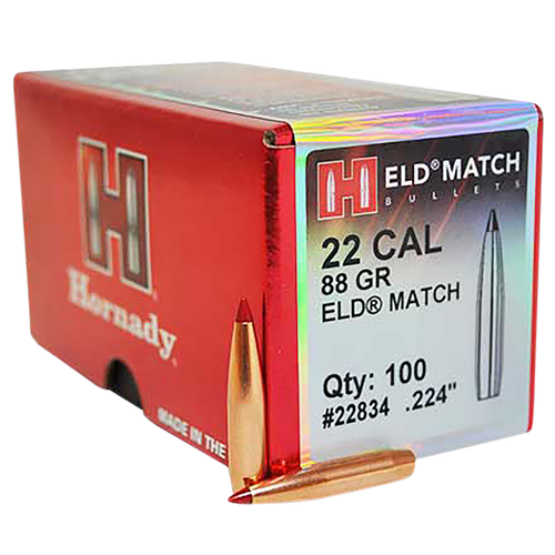 Hornady 22834 ELD Match  22 Cal .224 88 gr Extremely Low Drag Match 100 Per Box/ 25 Case