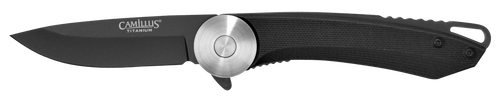 Camillus 19640 Cirque  2.75" Folding Drop Point Plain Black AUS-8 Carbonitride Titanium Blade, Black G10 Handle