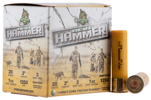 HEVI-Shot HS29003 HEVI-Hammer  20Gauge 3" 1oz 3Shot 25 Per Box/10 Case