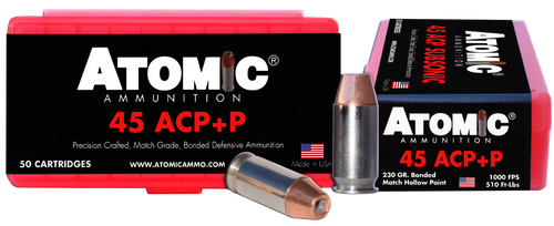 Atomic Ammunition 00433 Pistol Precision Craft 45ACP +P 230gr Bonded Match Hollow Point 50 Per Box/10 Case
