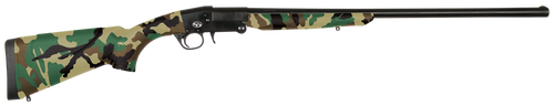 Charles Daly 930336 101  Compact 410 Bore Break Open 3" 1rd 26" Black Steel Single Shot Barrel & Receiver, Fixed Woodland Camo Synthetic Stock, Beretta/Benelli Mobil Choke System